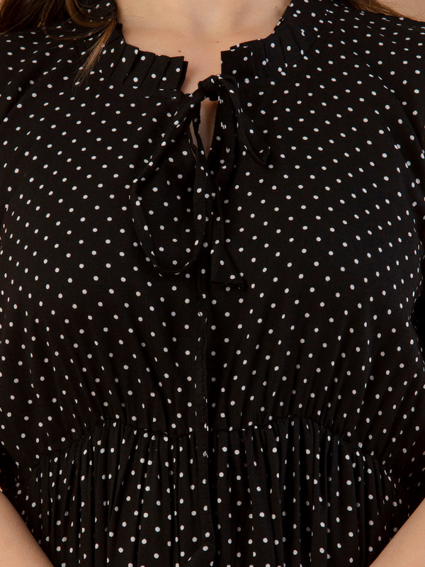 Women's Polka Print Fit & Flare Dress