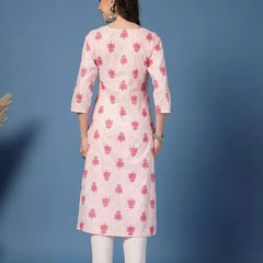 Women Floral Print Pure Cotton Straight Kurta