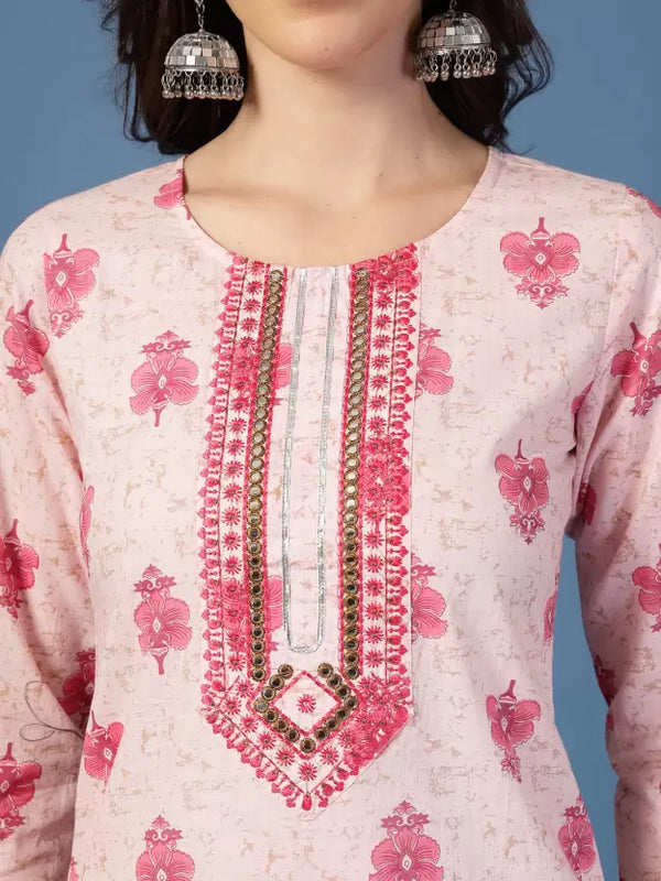 Women Floral Print Pure Cotton Straight Kurta