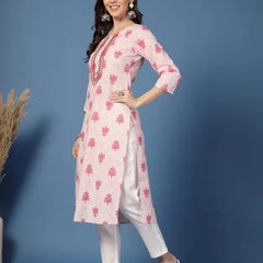 Women Floral Print Pure Cotton Straight Kurta