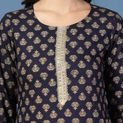 Women Floral Print Viscose Rayon Straight Kurta