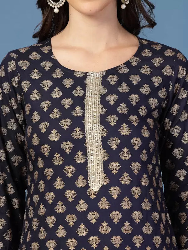 Women Floral Print Viscose Rayon Straight Kurta