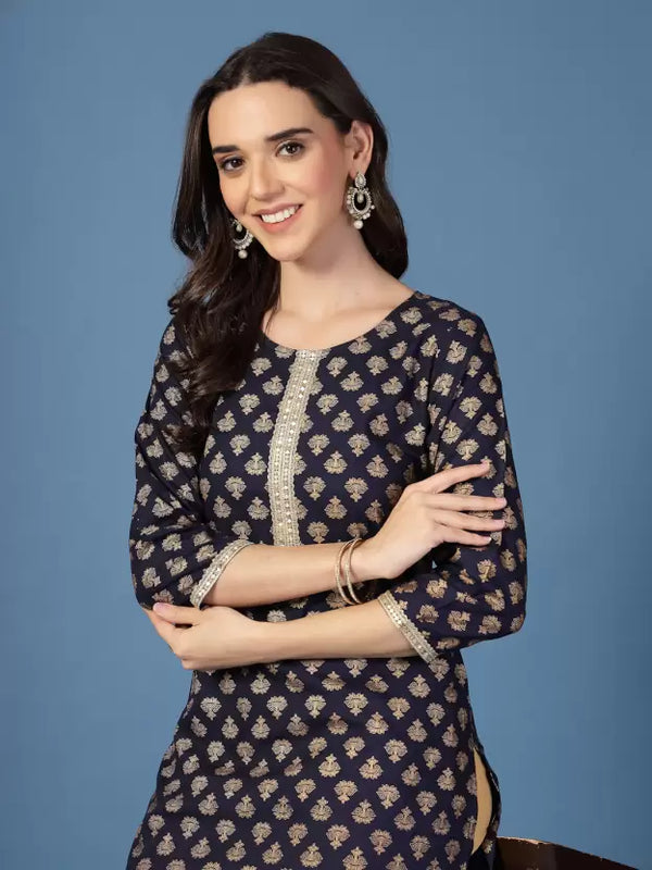 Women Floral Print Viscose Rayon Straight Kurta