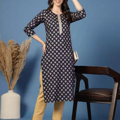 Women Floral Print Viscose Rayon Straight Kurta