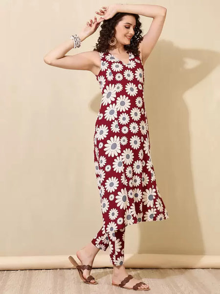 Women Viscose Rayon Kurta Pant Set