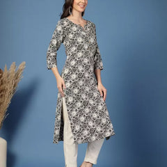 Women Floral Print Viscose Rayon Straight Kurta