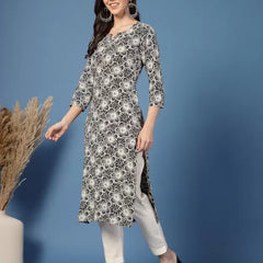 Women Floral Print Viscose Rayon Straight Kurta