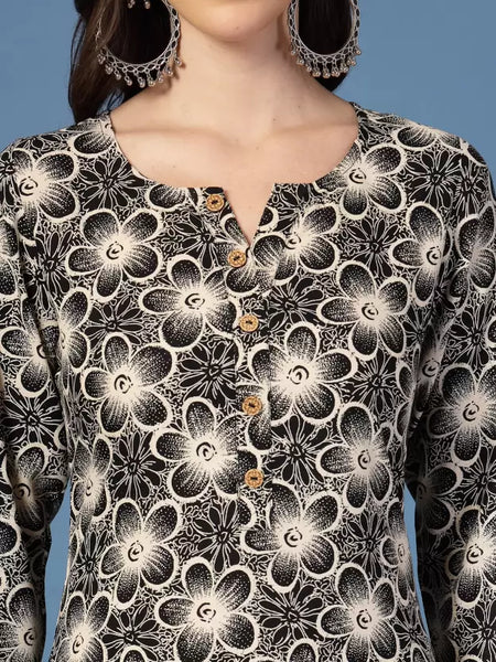 Women Floral Print Viscose Rayon Straight Kurta