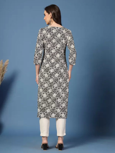 Women Floral Print Viscose Rayon Straight Kurta