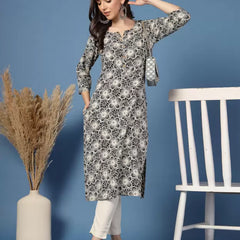 Women Floral Print Viscose Rayon Straight Kurta