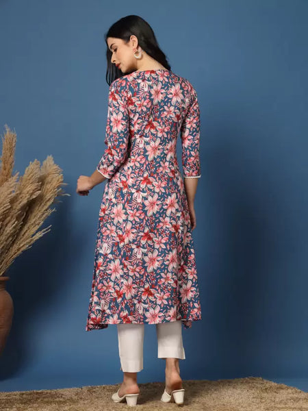 Women Floral Print Viscose Rayon A-line Kurta