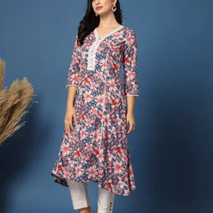 Women Floral Print Viscose Rayon A-line Kurta
