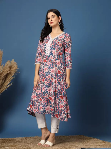 Women Floral Print Viscose Rayon A-line Kurta
