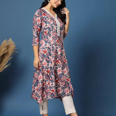 Women Floral Print Viscose Rayon A-line Kurta
