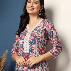Women Floral Print Viscose Rayon A-line Kurta